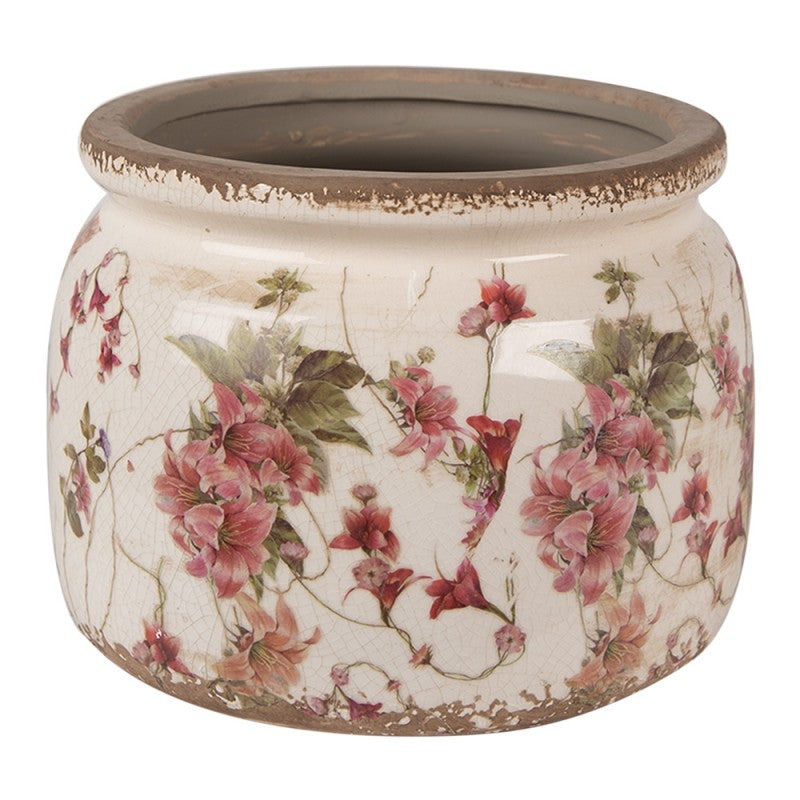 Clayre & Eef Keramik-Blumentopf Ø 20x15 cm – Großer Übertopf L (6CE1628L)