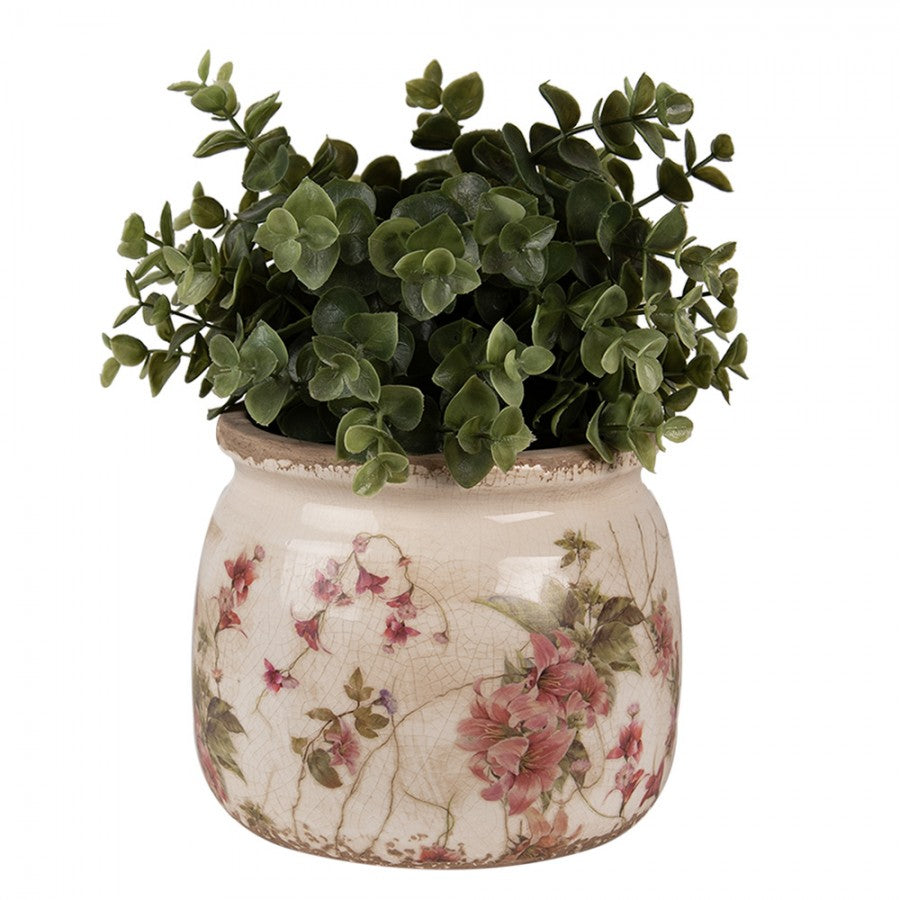 Clayre & Eef Keramik-Blumentopf Ø 16x13 cm – Runder Übertopf M (6CE1628M)