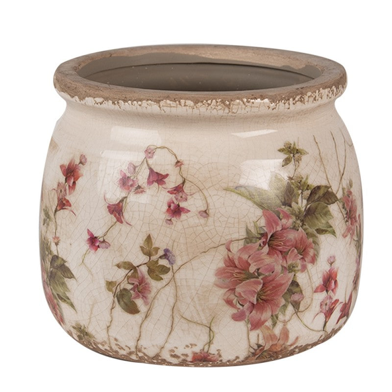Clayre & Eef Keramik-Blumentopf Ø 16x13 cm – Runder Übertopf M (6CE1628M)