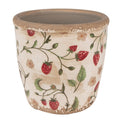 Clayre & Eef Keramik-Blumentopf Erdebeeren Ø 14x13 cm – Übertopf M (6CE1631M)