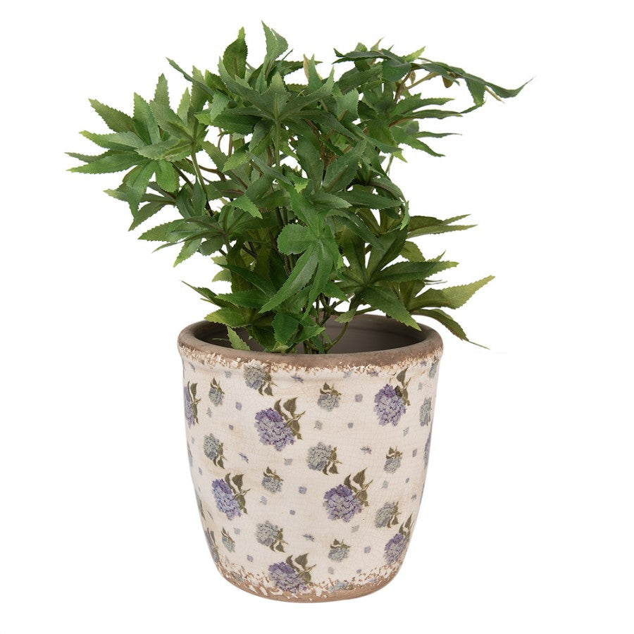 Clayre & Eef Keramik-Blumentopf Hortensien Ø 16x16 cm – Übertopf L (6CE1638L)