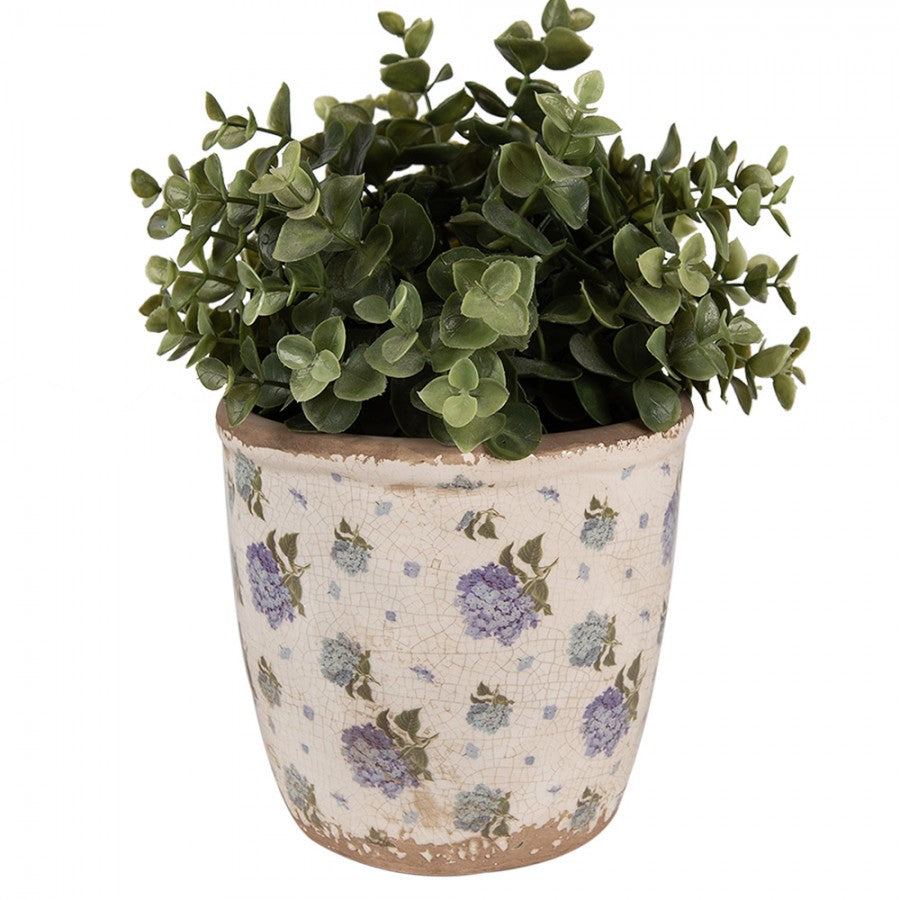 Clayre & Eef Keramik-Blumentopf Hortensie Ø 14x13 cm – Übertopf M (6CE1638M)