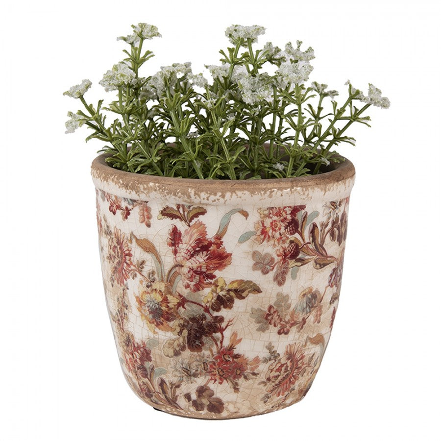 Clayre & Eef Blumentopf „Blumen Rustikales Landhaus“ aus Keramik, Ø 11 cm (6CE1649XS)