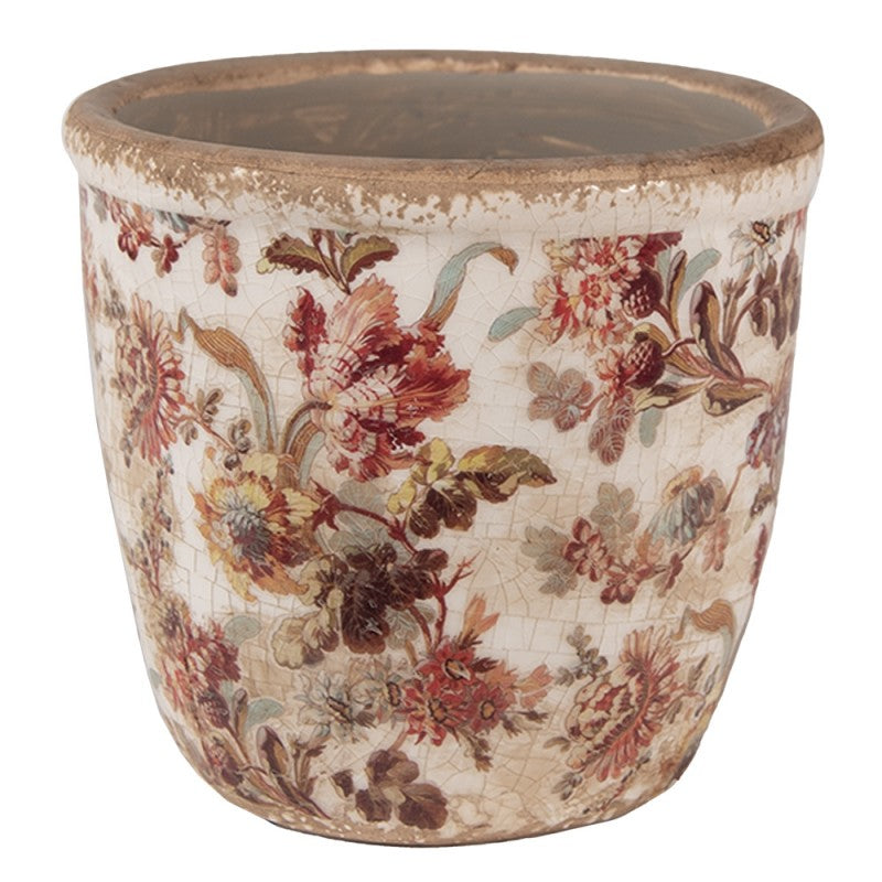 Clayre & Eef Blumentopf „Blumen Rustikales Landhaus“ aus Keramik, Ø 11 cm (6CE1649XS)