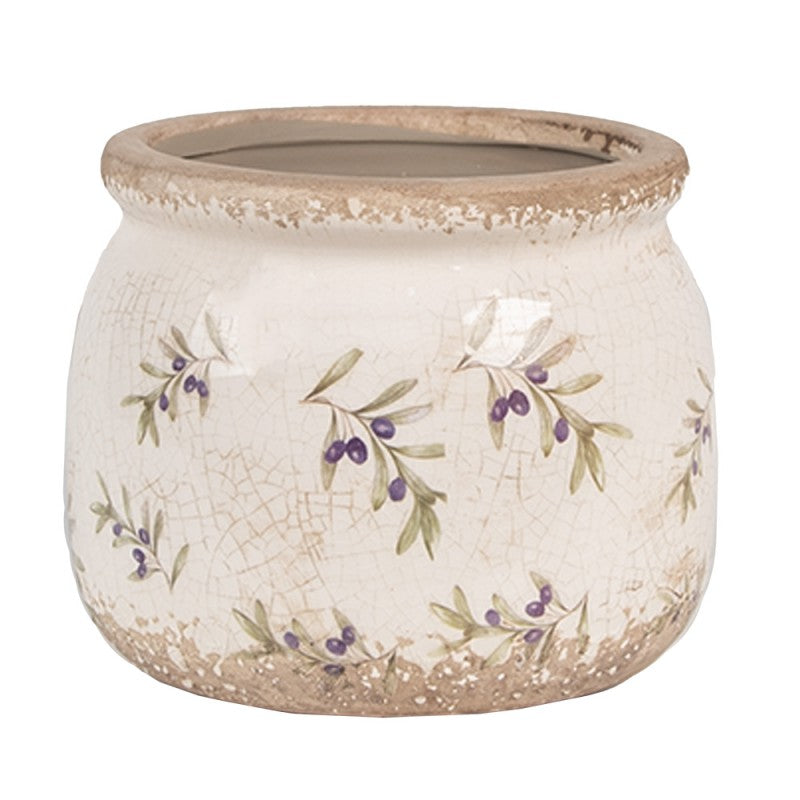 Clayre & Eef Blumentopf „Botanical Garden Olive “ aus Keramik in Salbeigrün, Ø 12 cm (6CE1670S)