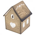 Clayre & Eef Teelichthalter Lithophanie Lichthaus 2-teilig Abnehmbares Dach Herzfenster Vogel & Waldkirche 7x8x9 cm (6CE1739)