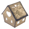 Clayre & Eef Teelichthalter Lithophanie Almchalet 2-teilig Abnehmbares Dach Giebel-Herz Vogel & Berghuette 9x7x8 cm (6CE1740)