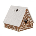 Clayre & Eef Teelichthalter Lebkuchenhaus A-Frame 2-teilig Braun Sternfenster Bisquitporzellan Eulen Dach 8x8x8 cm (6CE1744)