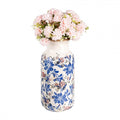 Vintage-Dekovase Blütenranken Blau-Rosa Creme Keramik mit Craquelé Ø 15x32 cm von Clayre & Eef (6CE1928L)
