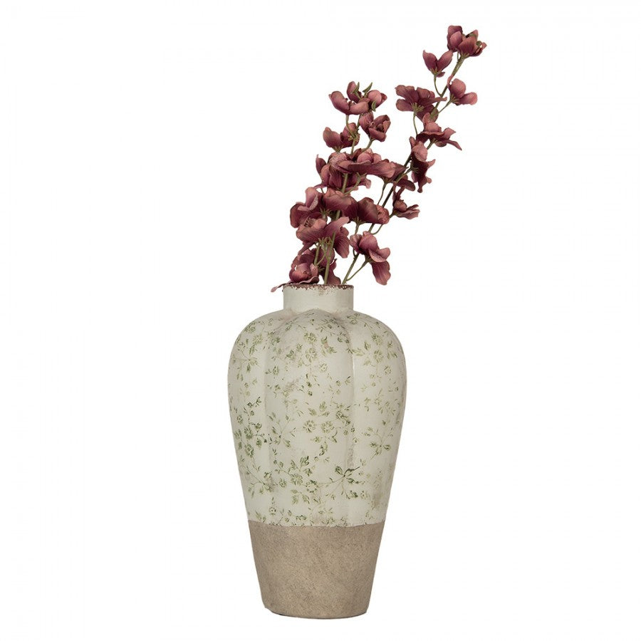 Vintage-Bodenvase Botanische Ranken Salbeigrün Bicolor Keramik Craquelé Ø 24x38 cm von Clayre & Eef (6CE1936L)