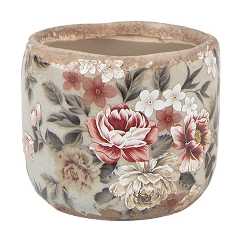 Clayre & Eef Blumentopf „Pastell Poesie Blüten“ aus Keramik in Zartrosa, Ø 8 cm (6CE1966XS)