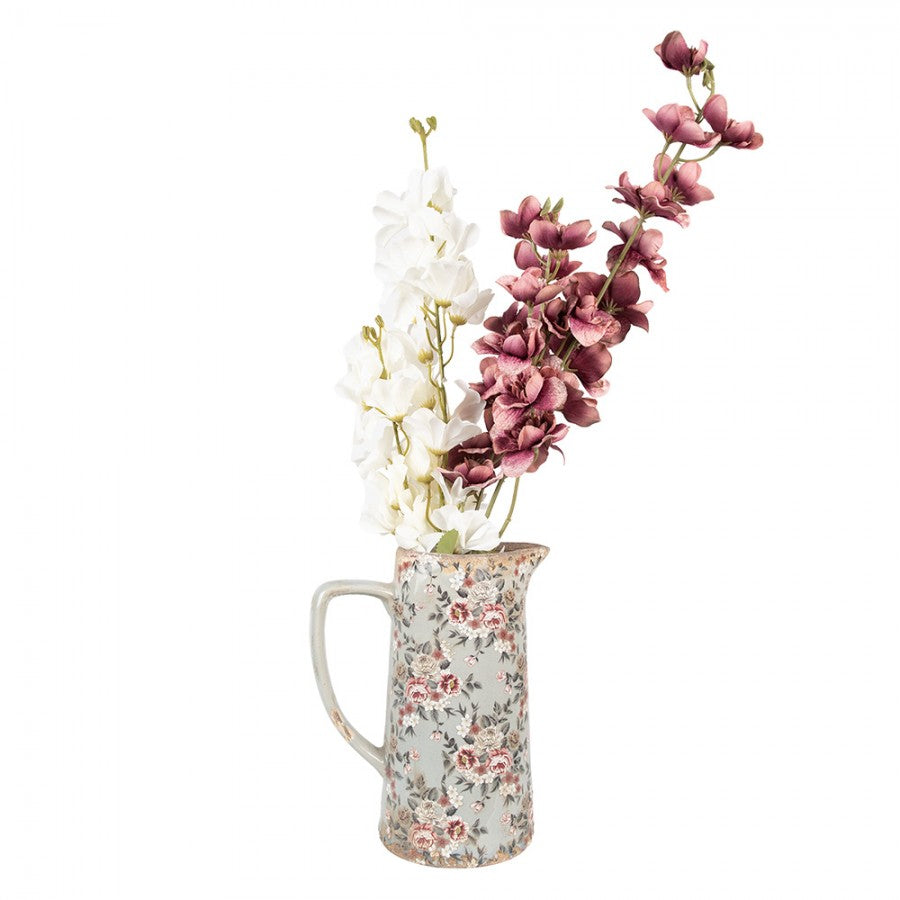 Dekorative Kanne Vase Keramik Rosen Bouquet Salbeigrau Craquelé 21x14x26 cm von Clayre & Eef (6CE1971L)