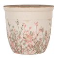 Clayre & Eef Blumentopf „Elegance Rille“ Wildblumen aus Keramik in Cremeweiß, Ø 18 cm (6CE1974L)