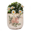 Clayre & Eef Blumentopf „Naturstein-Optik“ Blumen aus Keramik in Sandgrau, Ø 14 cm (6CE1981M)