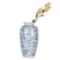 Chinoiserie-Bodenvase Vögel auf Zweigen Blau-Weiß Keramik Ø 19x37 cm von Clayre & Eef (6CE2103)