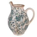 Dekorative Kanne Vase Keramik Pfingstrosen Grün Beige Craquelé 16x12x19 cm von Clayre & Eef (6CE2237S)