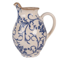 Dekorative Kanne Vase Keramik Blütenranken Blau Beige Craquelé 16x12x19 cm von Clayre & Eef (6CE2238S)