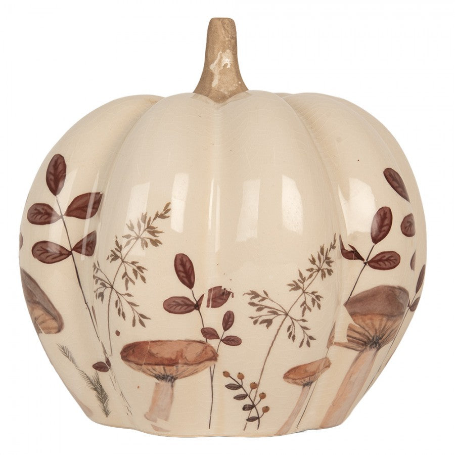 Herbst Deko-Kürbis Keramik Waldpilze Beige Ø 18x18 cm von Clayre & Eef (6CE2239M)