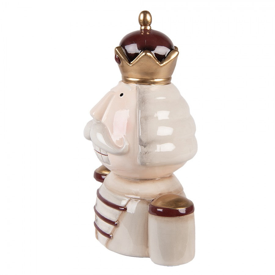 Weihnachtsfigur Nussknacker-Königsbüste Beige-Braun-Gold Keramik 17x12x23 cm von Clayre & Eef (6CE2250)