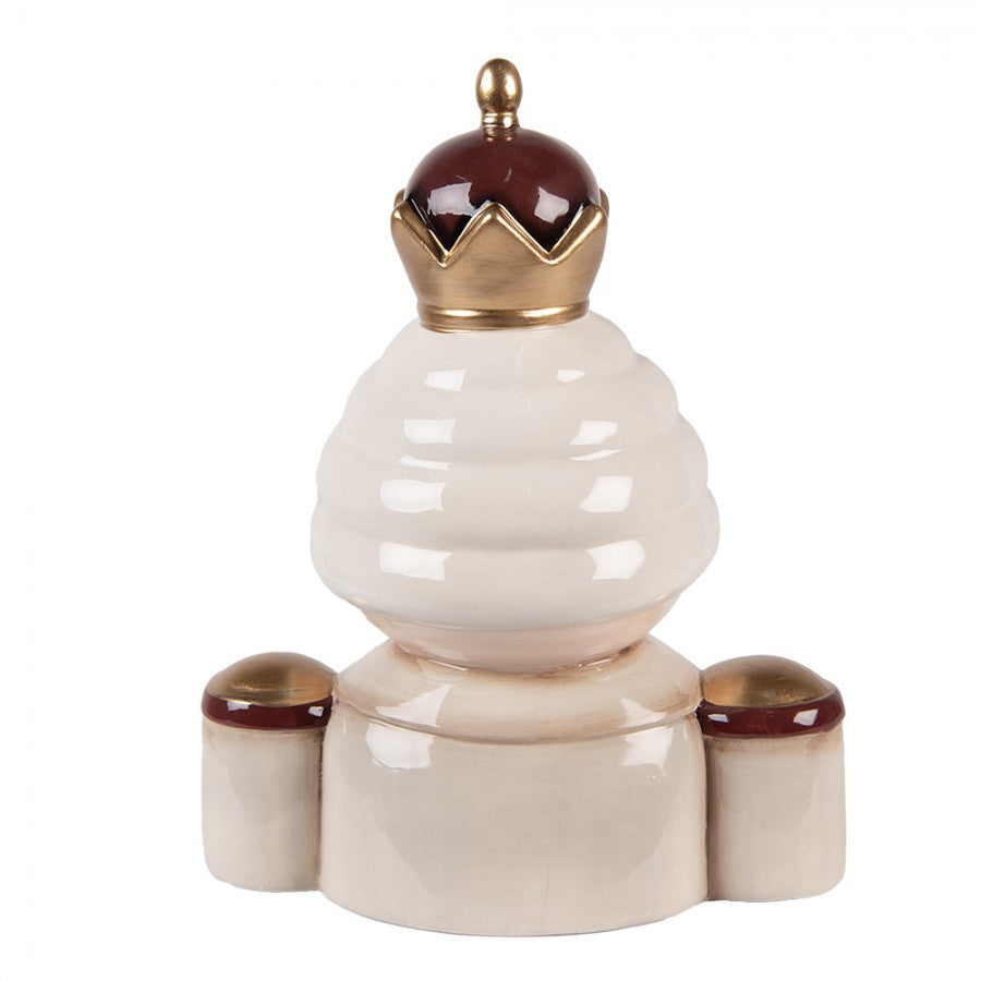 Weihnachtsfigur Nussknacker-Königsbüste Beige-Braun-Gold Keramik 17x12x23 cm von Clayre & Eef (6CE2250)