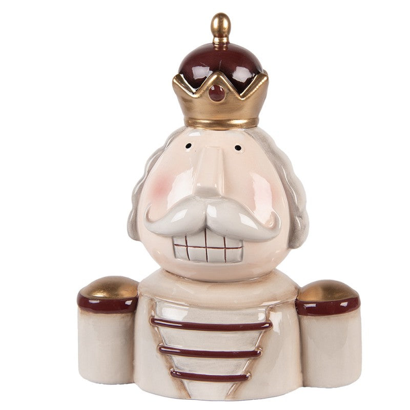 Weihnachtsfigur Nussknacker-Königsbüste Beige-Braun-Gold Keramik 17x12x23 cm von Clayre & Eef (6CE2250)