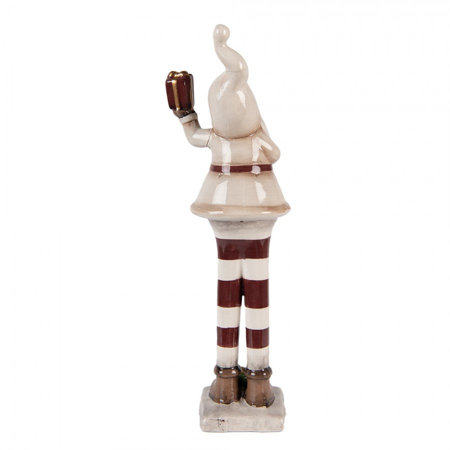 Clayre & Eef Keramikfigur „Weihnachts-Wichtel-Elf-Zwerg-Laaf“ aus Keramik in Rot-Weiß glasiert, 9x8x30 cm (6CE2252)