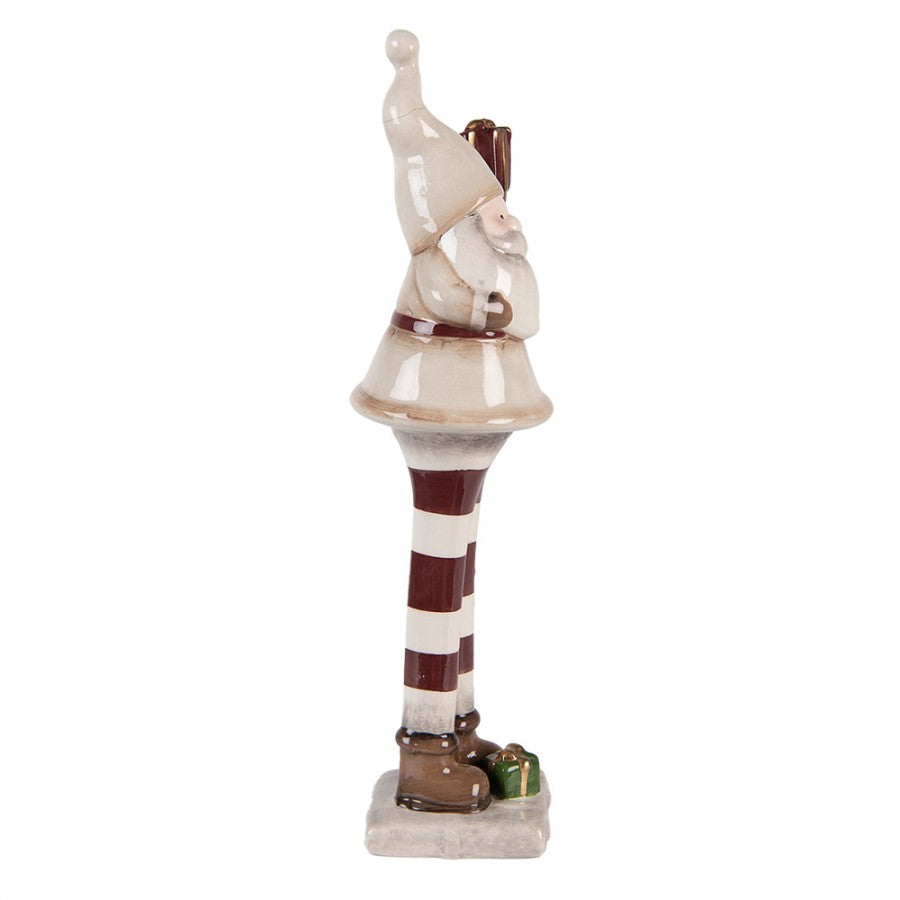 Clayre & Eef Keramikfigur „Weihnachts-Wichtel-Elf-Zwerg-Laaf“ aus Keramik in Rot-Weiß glasiert, 9x8x30 cm (6CE2252)