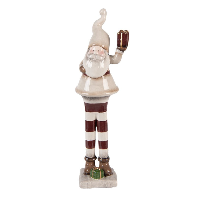 Clayre & Eef Keramikfigur „Weihnachts-Wichtel-Elf-Zwerg-Laaf“ aus Keramik in Rot-Weiß glasiert, 9x8x30 cm (6CE2252)
