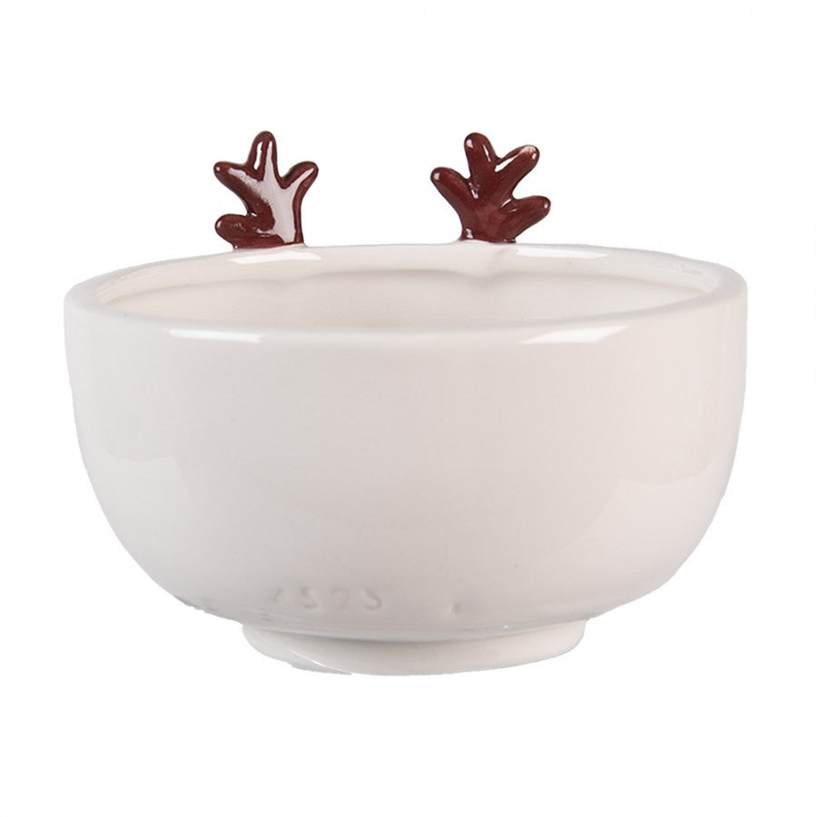 3D Tasse 2-teilig mit Schale Keramik Beige Rentier 12x12x18 cm 250 ml von Clayre & Eef (6CE2255)
