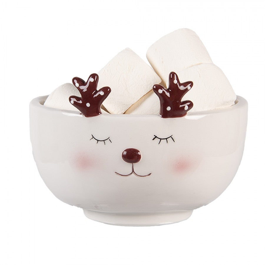3D Tasse 2-teilig mit Schale Keramik Beige Rentier 12x12x18 cm 250 ml von Clayre & Eef (6CE2255)