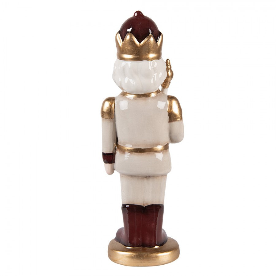 Weihnachtsfigur Nussknacker-König mit Zepter Beige-Braun-Gold Keramik 9x7x26 cm von Clayre & Eef (6CE2259)