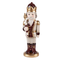 Weihnachtsfigur Nussknacker-König mit Zepter Beige-Braun-Gold Keramik 9x7x26 cm von Clayre & Eef (6CE2259)