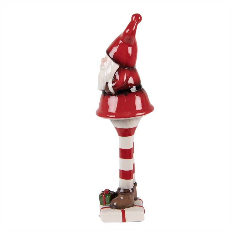 Clayre & Eef Keramikfigur „Weihnachts-Wichtel-Elf-Laaf-Zwerg“ aus Keramik in Rot-Weiß glasiert, 7x7x23 cm (6CE2264)