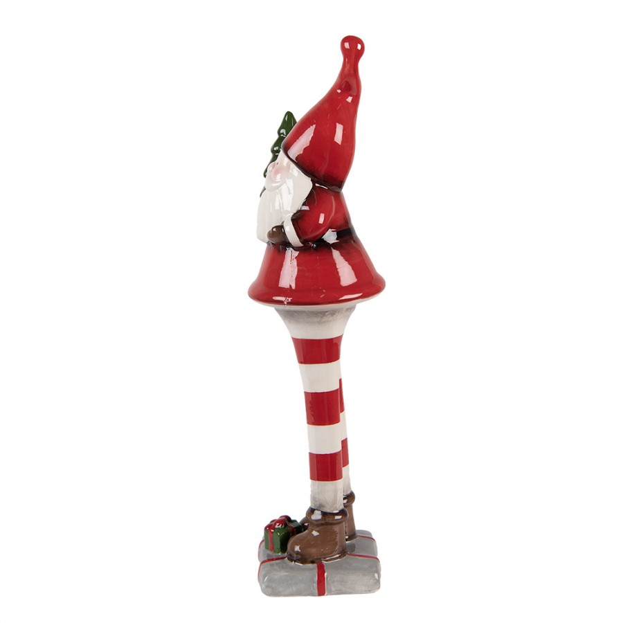 Clayre & Eef Keramikfigur „Weihnachts-Wichtel-Elf-Laaf-Zwerg “ aus Keramik in Rot-Weiß, 9x8x30 cm (6CE2265)