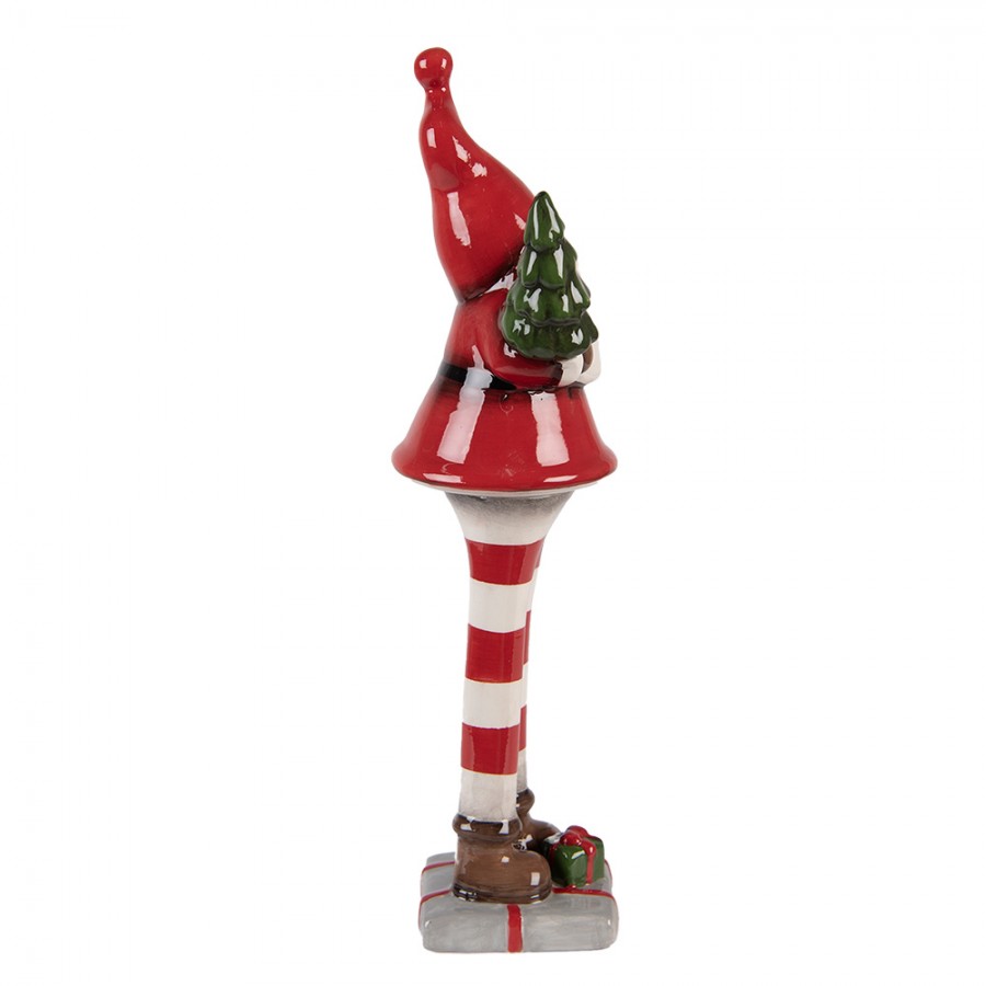Clayre & Eef Keramikfigur „Weihnachts-Wichtel-Elf-Laaf-Zwerg “ aus Keramik in Rot-Weiß, 9x8x30 cm (6CE2265)