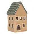 Clayre & Eef Teelichthalter Mini Keramik Lichthaus Karamell Moosgruenes Ziegeldach Schornstein 6x6x11 cm (6CE2307)