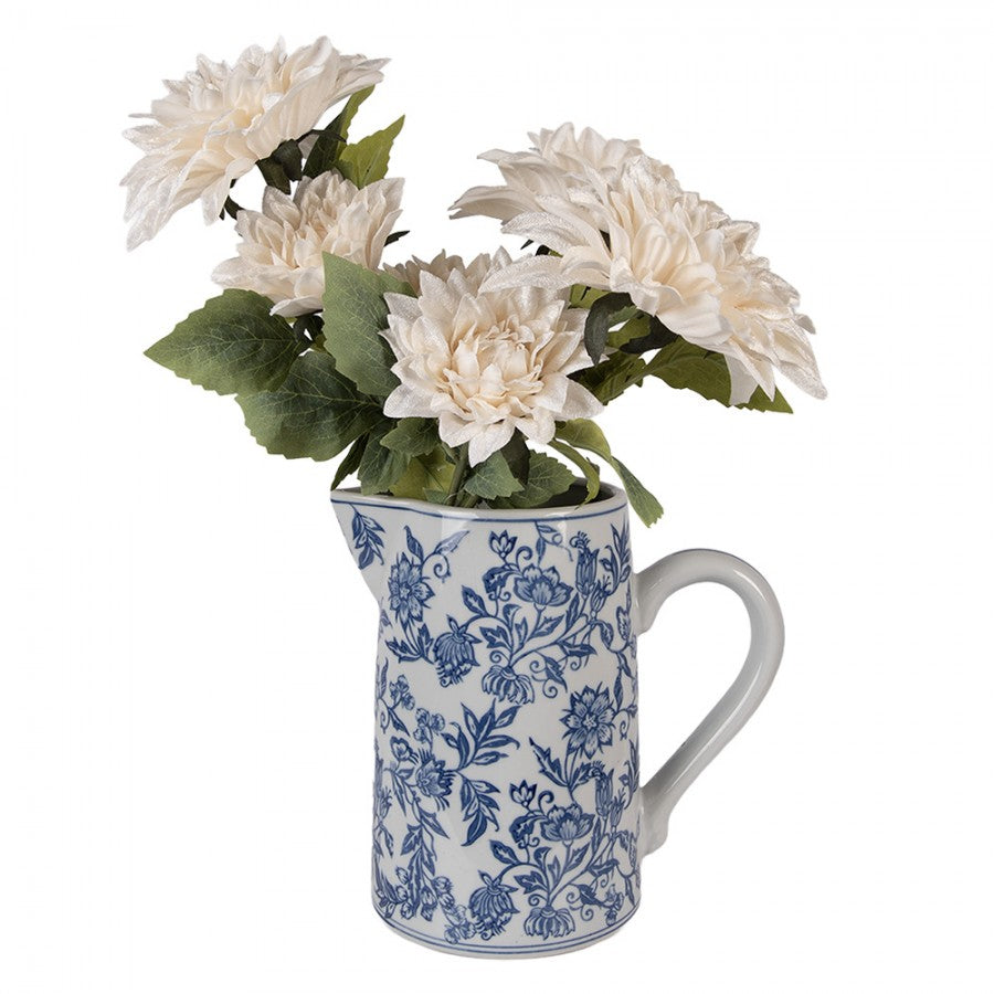 Dekorative Kanne Vase Keramik Delfter Ranken Weiß Blau 21x13x21 cm von Clayre & Eef (6CE2385)