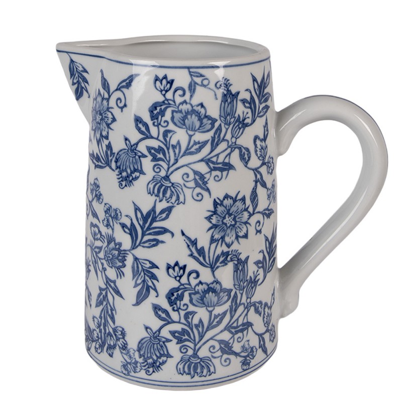 Dekorative Kanne Vase Keramik Delfter Ranken Weiß Blau 21x13x21 cm von Clayre & Eef (6CE2385)