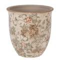 Clayre & Eef Blumentopf „Cottage Garden“ aus Keramik in Naturbeige, Ø 17 cm (6CE2415L)