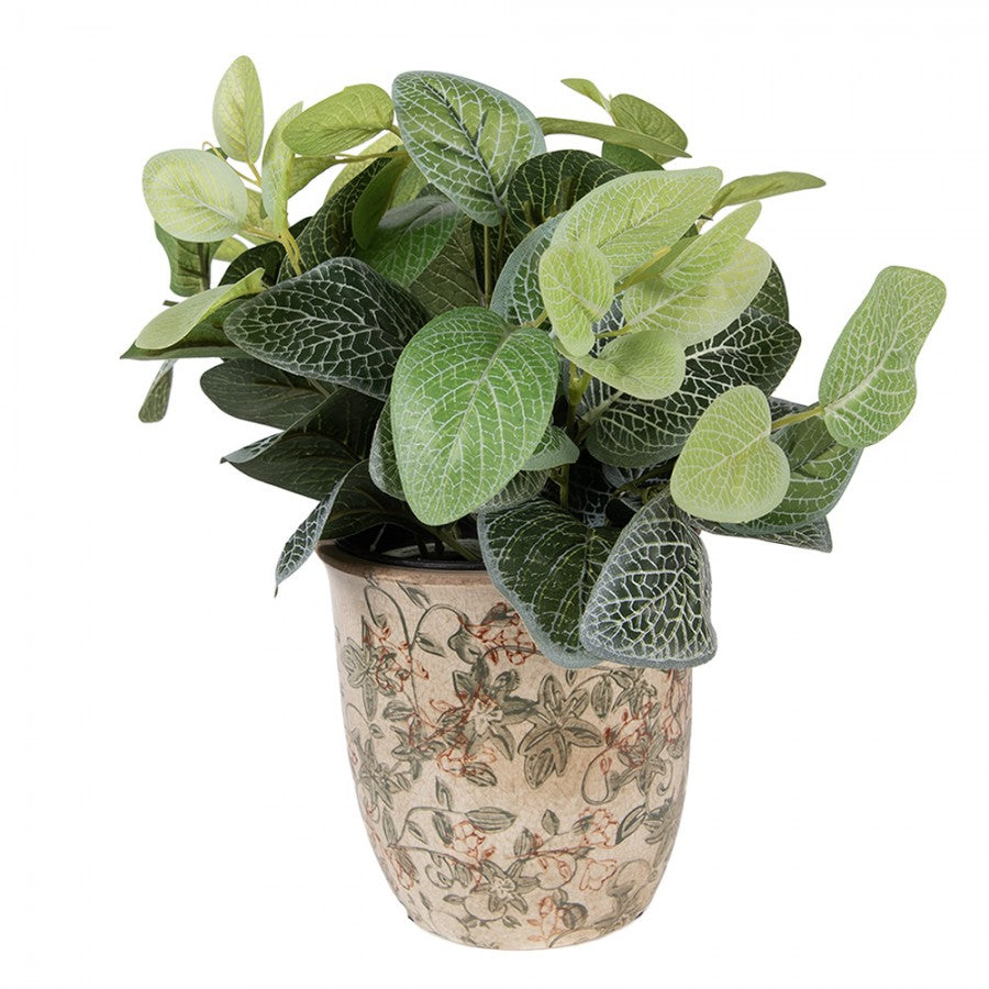 Clayre & Eef Blumentopf „Cottage Garden“ aus Keramik in Naturbeige, Ø 15 cm (6CE2415M)