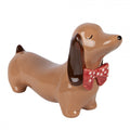 Weihnachtsfigur Hund Dackel mit roter Fliege groß Porzellan Braun Rot 26x7x15 cm von Clayre & Eef (6CE2435)