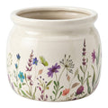 Clayre & Eef Blumentopf „Landhaus Wildblumen“ aus Keramik in Antikgrau, Ø 20 cm (6CE2439L)