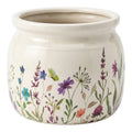 Clayre & Eef Blumentopf „Landhaus Wildblumen“ aus Keramik in Antikgrau, Ø 16 cm (6CE2439M)