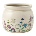 Clayre & Eef Blumentopf „Landhaus Sommerblumen“ aus Keramik in Antikgrau, Ø 12 cm (6CE2439S)