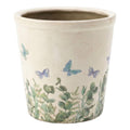 Clayre & Eef Blumentopf „Sommerblumen Antikfinish“ aus Keramik in Steingrau, Ø 17 cm (6CE2442L)