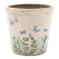 Clayre & Eef Blumentopf „Sommerblumen“ aus Keramik in Steingrau, Ø 12 cm (6CE2442S)