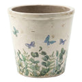 Clayre & Eef Blumentopf „Sommerblumen“ aus Keramik in Steingrau, Ø 21 cm (6CE2442XL)