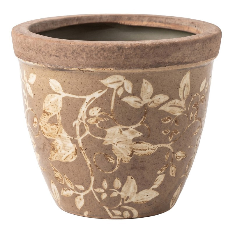 Clayre & Eef Blumentopf „Landhaus Antikbraun“ aus Keramik in Braun, Ø 18 cm (6CE2444L)