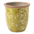 Clayre & Eef Blumentopf „Cottage Zylinder“ aus Keramik in Antik-Grün, Ø 13 cm (6CE2446S)