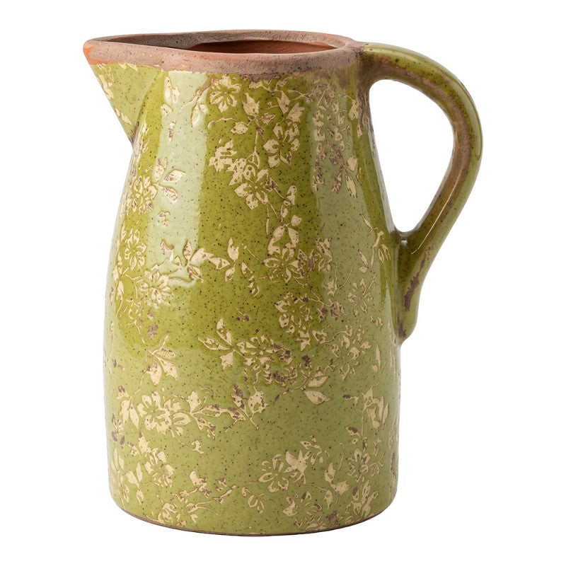 Dekorative Kanne Vase Keramik Florale Spitze Grün Gesprenkelt 20x16x24 cm von Clayre & Eef (6CE2447L)